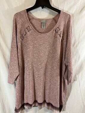 Catherine’s Women’s 4X (30/32) Pink Ribbed Blouse